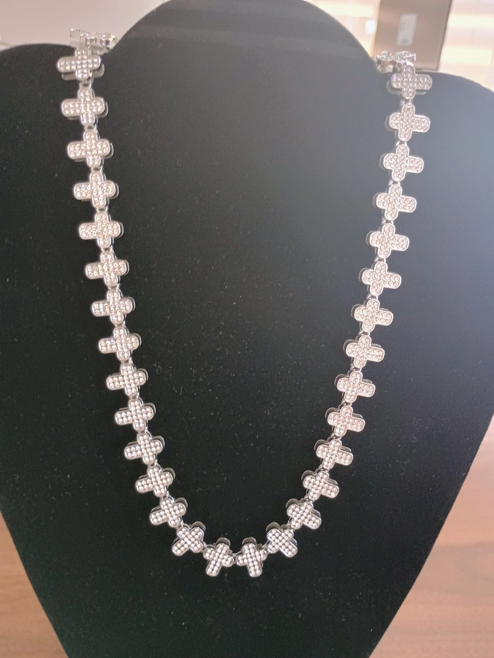 Sterling Silver Cross Link Necklace - Silver